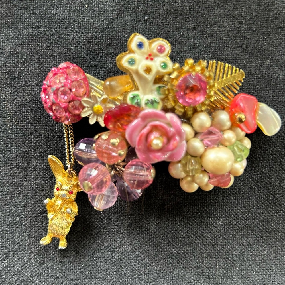 Vintage Collage Art Brooch